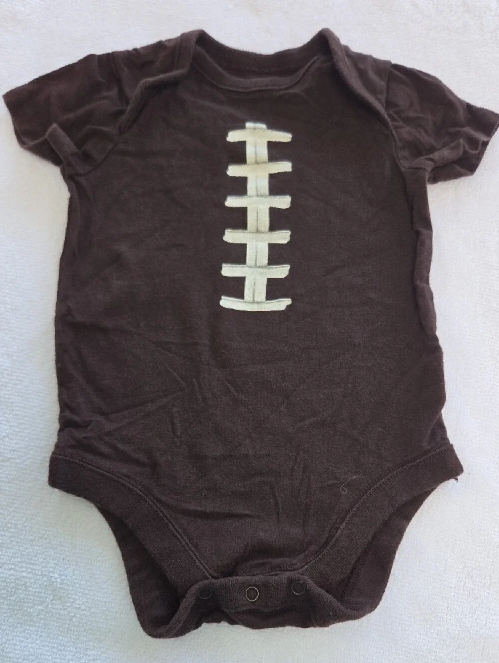 Carter's Gray Hooded Zip One-Piece (NB) and Brown Football Onsie Sz 0-3m